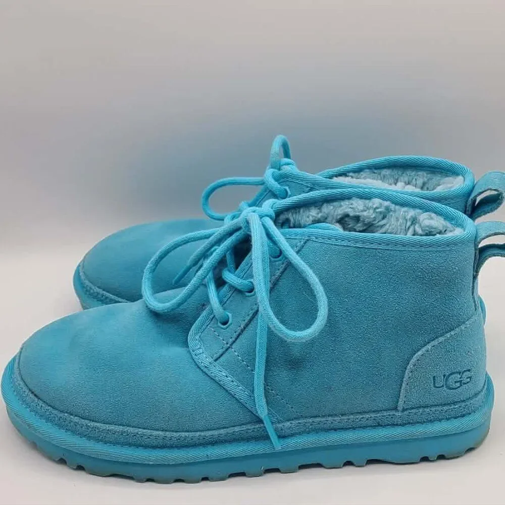 UGG Neumel Blue Suede Shearling Boots size 7
